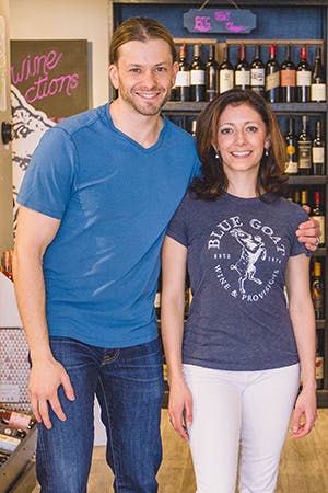Sebastian and Holly Garbsch standing next to one another in the Blue Goat.